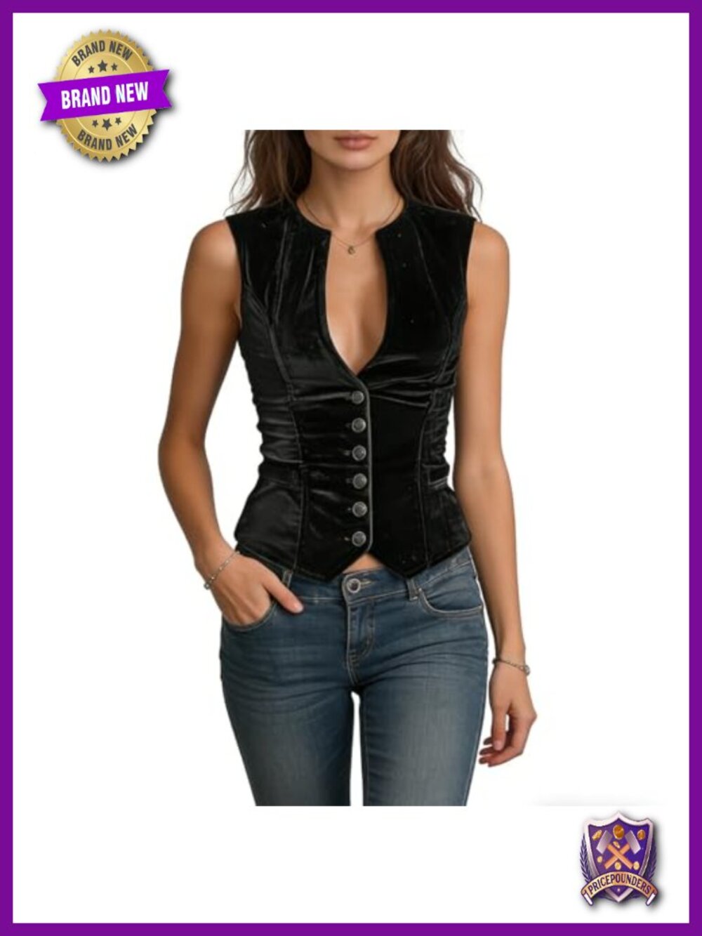 Vintage Velvet V Neck Cropped Sleeveless Vest Casual Tops